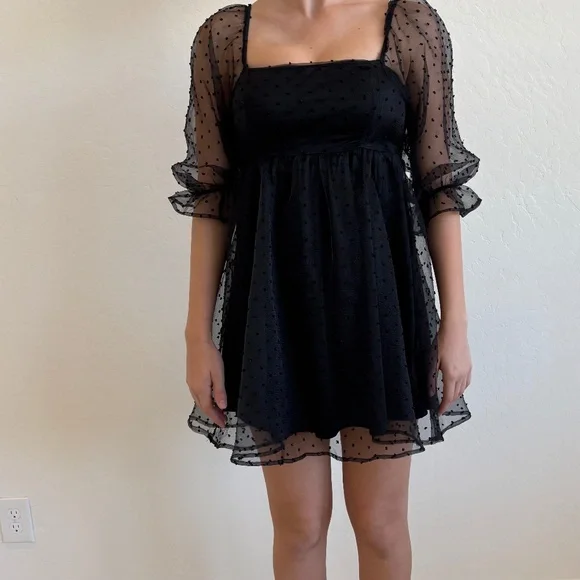 Allison + Kelly Black Babydoll mini dress, Size XS, party , romantic - Picture 1 of 9